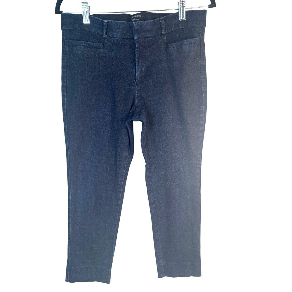 2/$30 Banana Republic Size 8 Slim Petite Sloan Crop Pants Dark Blue Cotton Blend